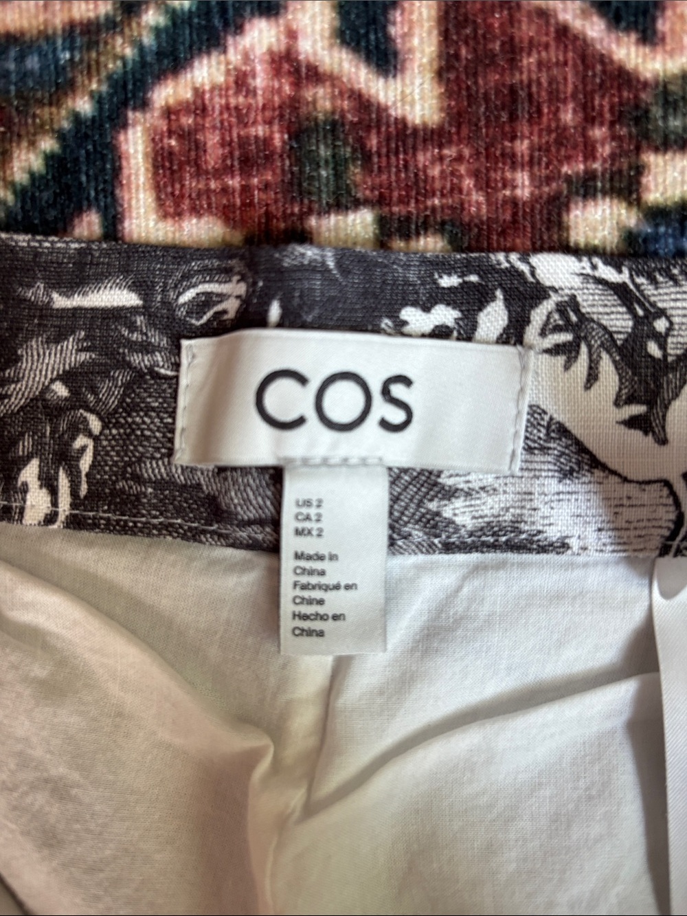 COS Black and White Toile Waistband Detail Linen Pants - Picture 2 of 3
